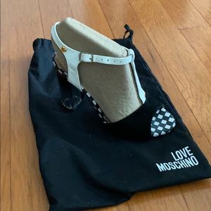 Love Moschino black & white high heel sandals